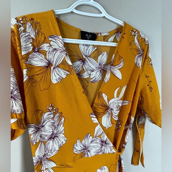 AX Paris Yellow Wrap Dress - Picture 5 of 9